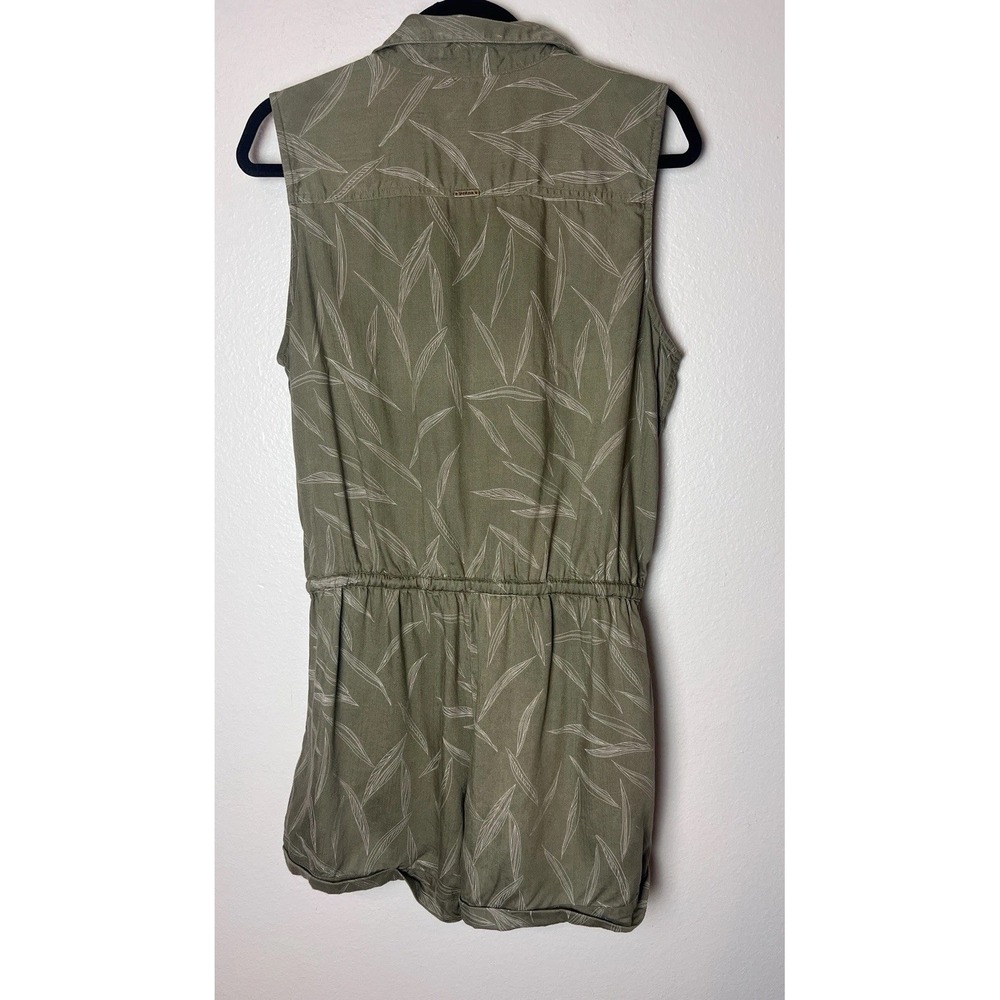 Prana Women's Weekend Escape Romper Size Medium Olive Botanical Rayon - Picture 2 of 10